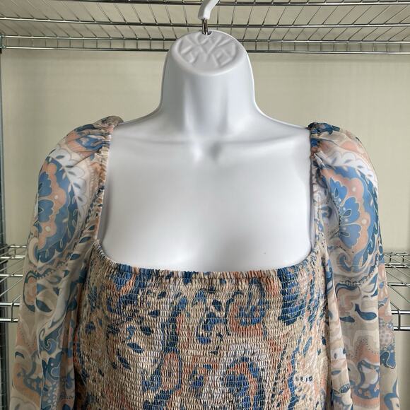 Aritzia Wilfred Pink Blue Tempest Babydoll Mini Dress Size L Fairy Coquette Boho - Picture 8 of 11